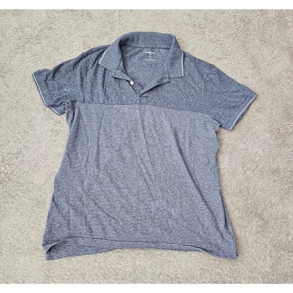 Goodfellow Mens Short Sleeve Striped Shirt Size XL Gray - Picture 1 of 8